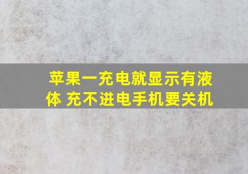 苹果一充电就显示有液体 充不进电手机要关机